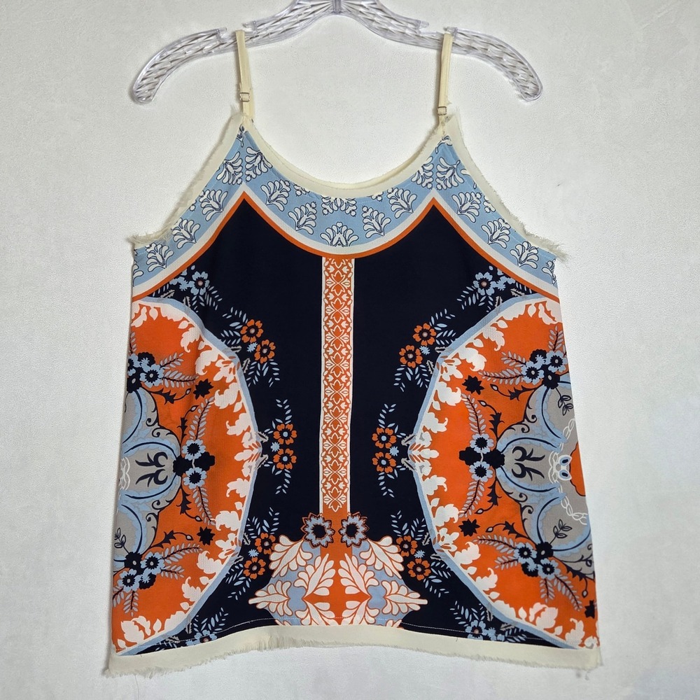 Blu Pepper Womens Cropped Boho Scarf Print Camisole Top Raw Edge Festival Indie